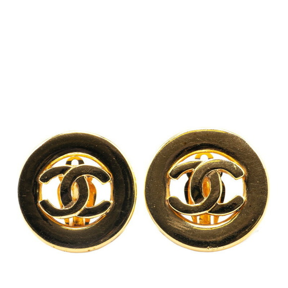 CHANEL Gold Coco Mark Earrings - Picture 1 of 4